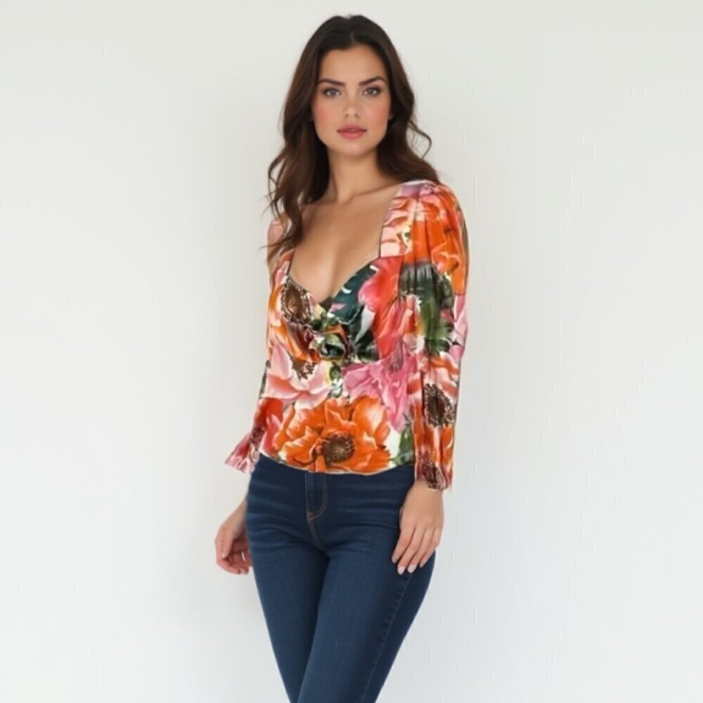 Rachel Zoe Autumn Floral Top S